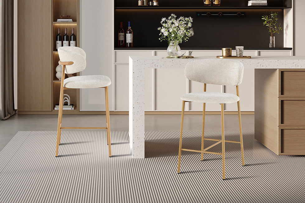Miniature : NOUVEAU - Chaise de comptoir 'Coco' Naturel - Tissu Raven 24 Beige