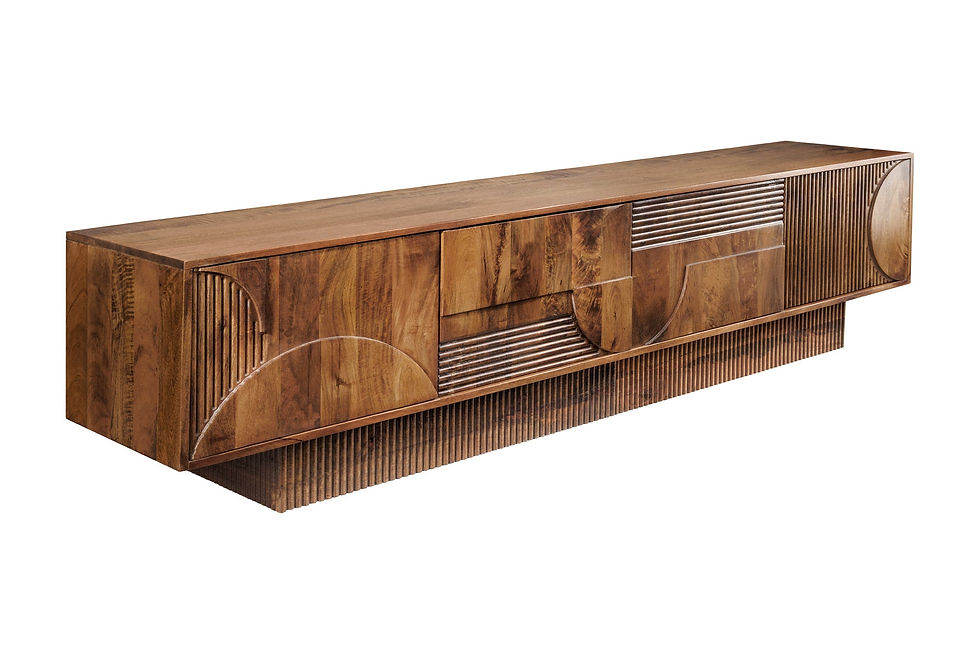 Meuble TV ART DÉCO 200 cm 3D en bois de manguier marron