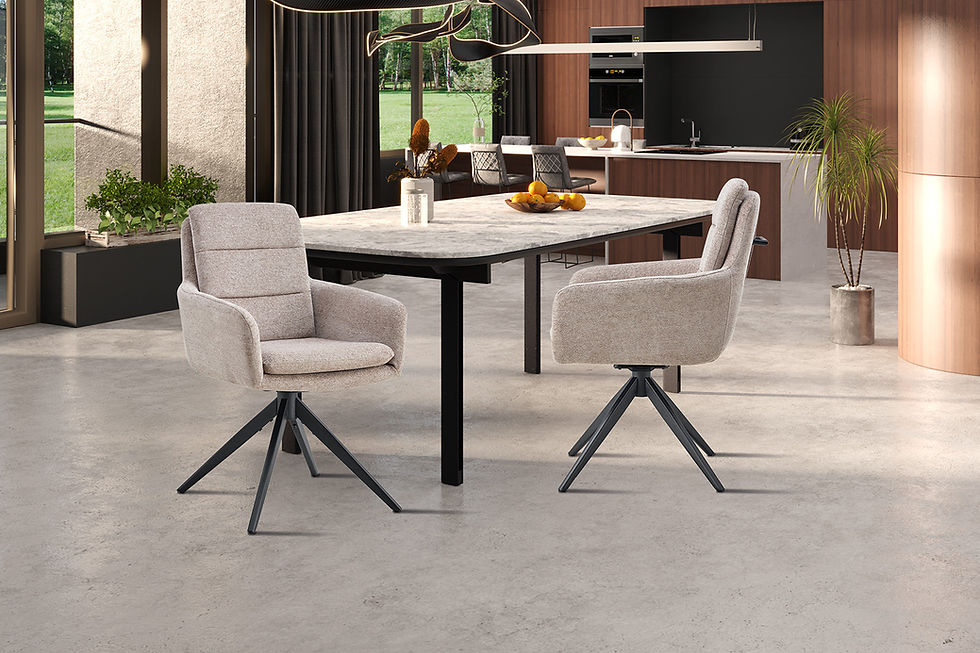 Miniature : Chaise Lisold pivotante, tissu Fabb Raven 30 sable