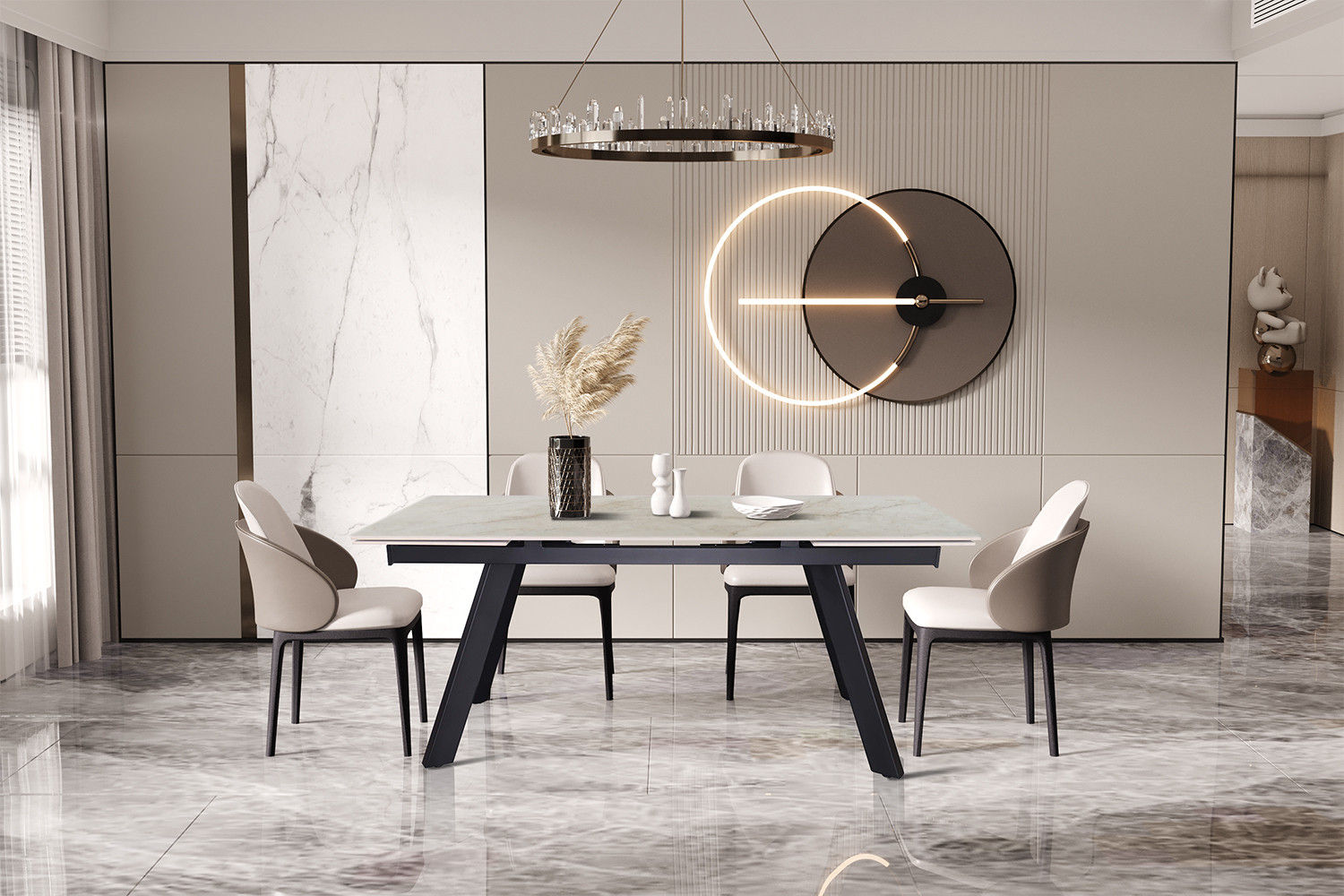 Table extensible 'Hera' 160-240 cm rectangulaire brillante Shakespear Beige