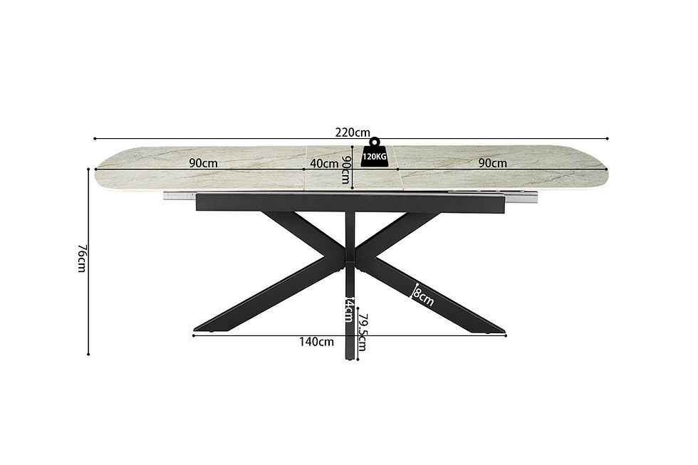 Miniature : NOUVEAU - Table extensible 'Hestia' 180-220 cm ovale danois pierre beige