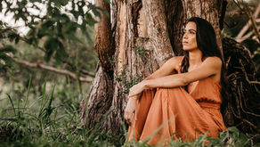 Woman empath alone in the forest