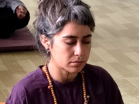 Yoga teacher trainees experiencing meditation, philosophy, anatomy, and asana practice at Om Yoga Ashram in Dharamshala, Himachal Pradesh.