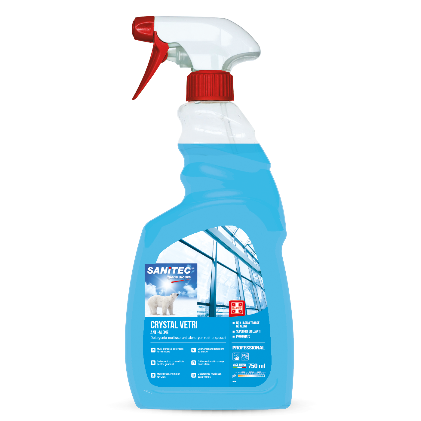 Sgrassatore per Vetri e Specchi 6 Pz - 750ml - Sanitec