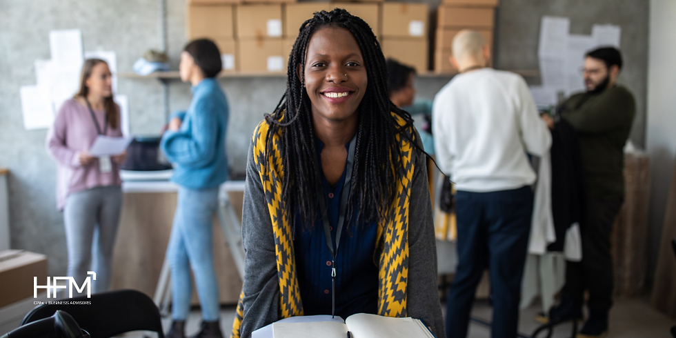 An image featuring business owner smiling and happy