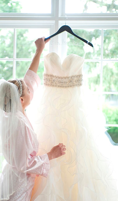 Hanging wedding dress