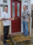 Emergency locksmith Bridgwater – Ricky Bowers helping customer at red door