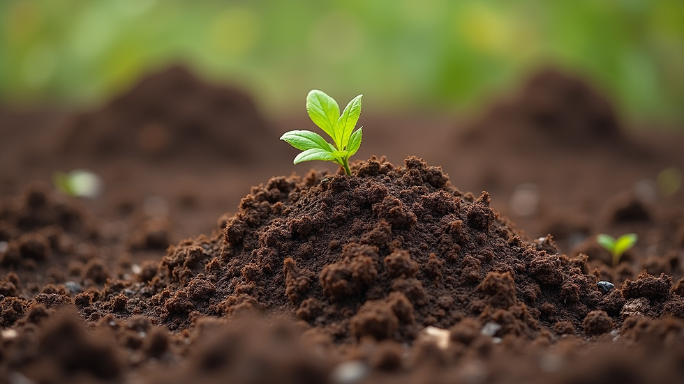 Close-up of compost heap with rich organic material ready for soil enrichment