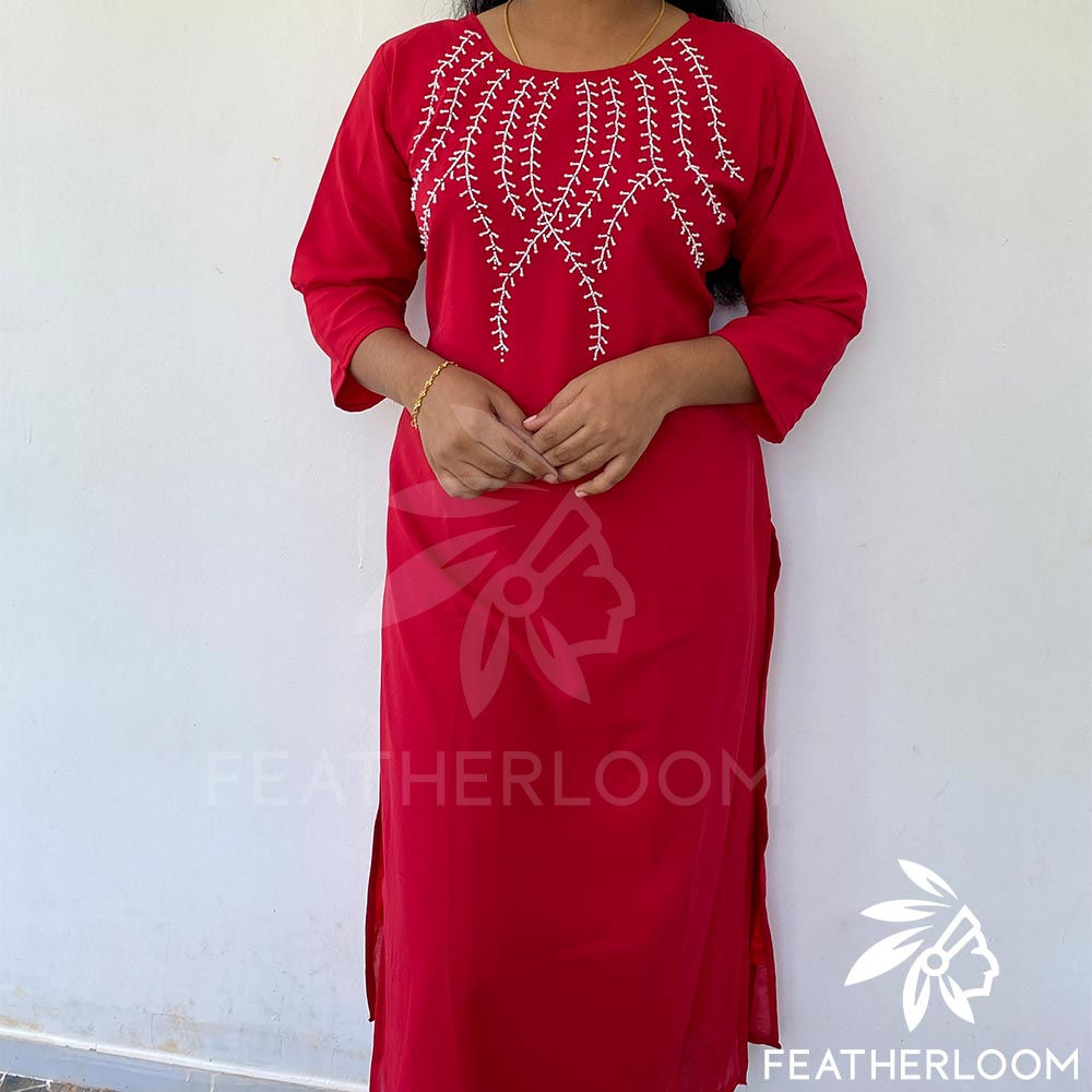 Georgette Printed Kurtis ( Red Colour)