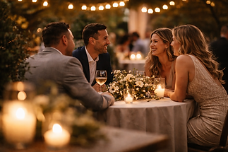 Couple at candlelit reception table during North Dallas wedding photography session (coming soon)