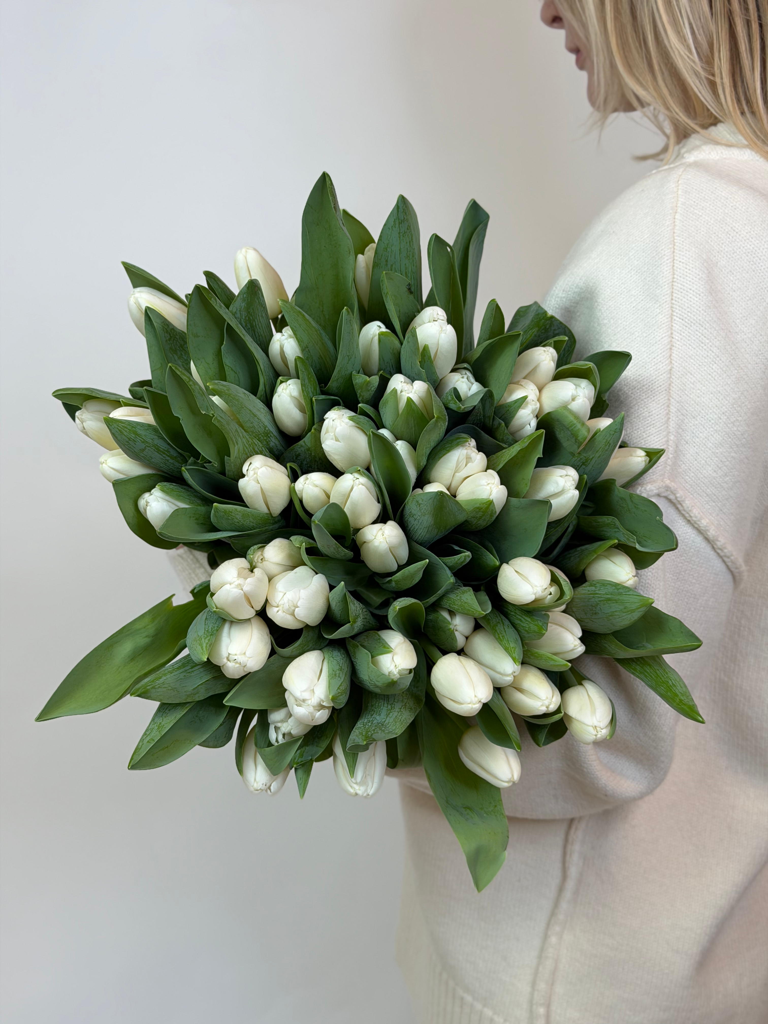 51 white tulips