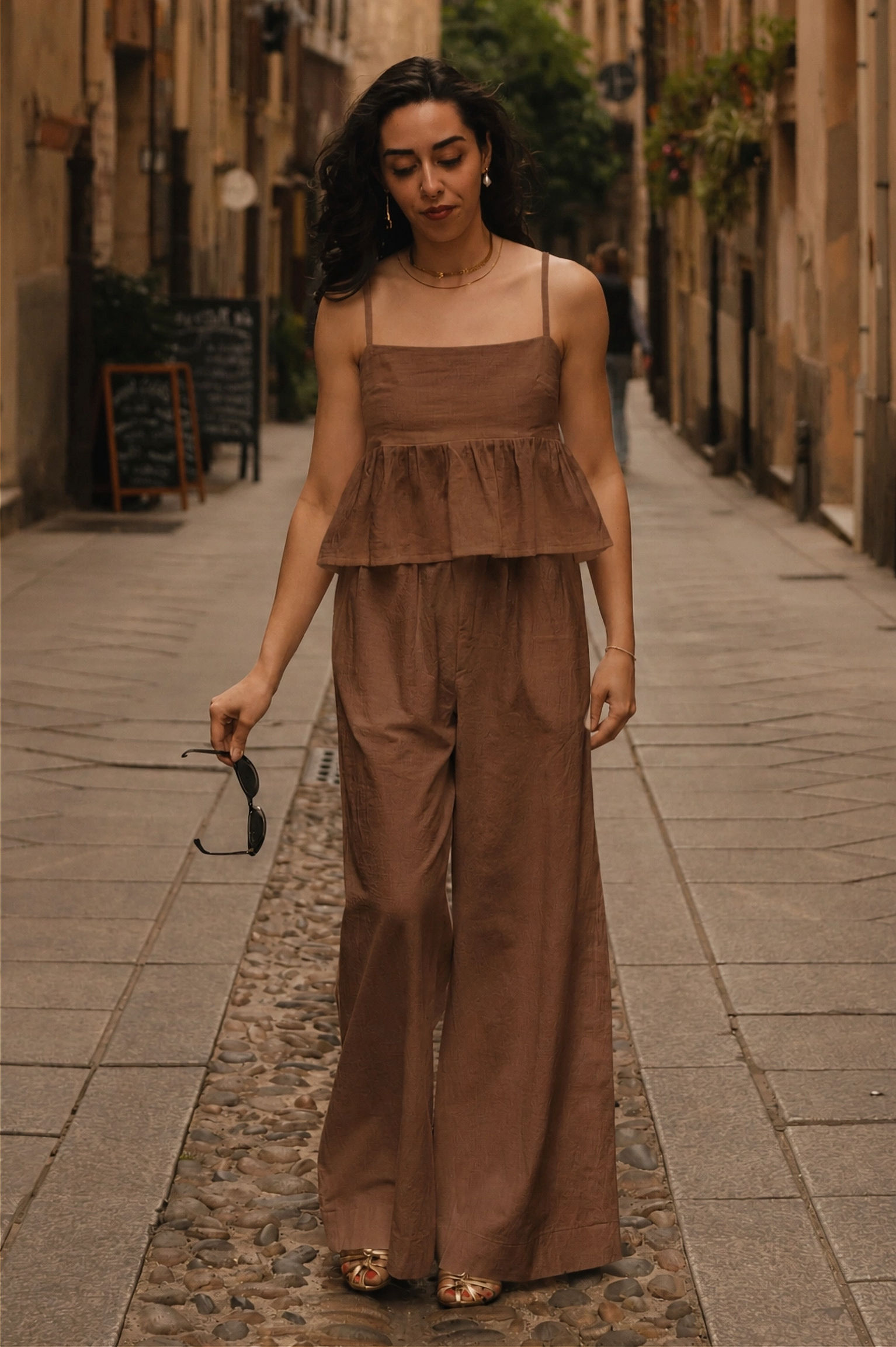 Promenade - Pantaloni ampi in Puro Lino