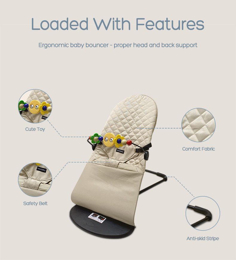Thumbnail: 3-height Adjust Baby Rocking Chair Foldable Swing Chair for Newborn 0-12 Months 