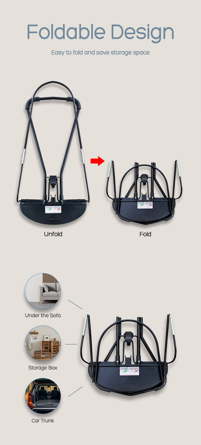 Thumbnail: 3-height Adjust Baby Rocking Chair Foldable Swing Chair for Newborn 0-12 Months 