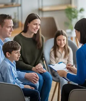 laechelnde-familie-bei-therapiesitzung-durch-weibliche-beraterin-die-im-buero-in-die-zwisc
