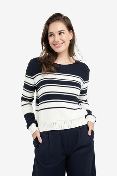 Thumbnail: Yaya Cotton Sweater With Stripes Navy 