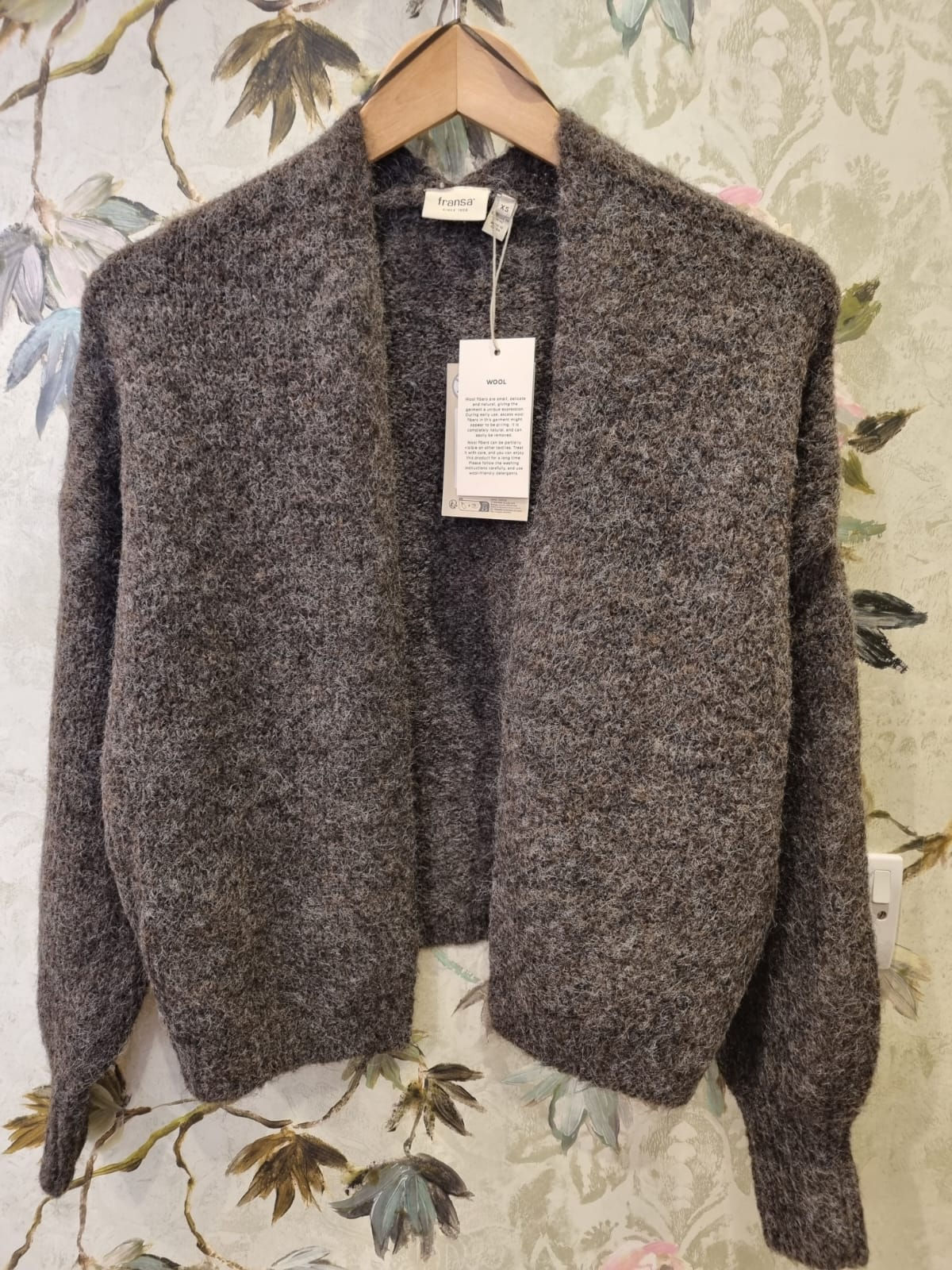 Fransa Lisa Cardigan Wool and Angora Mix Chocolate Torte 