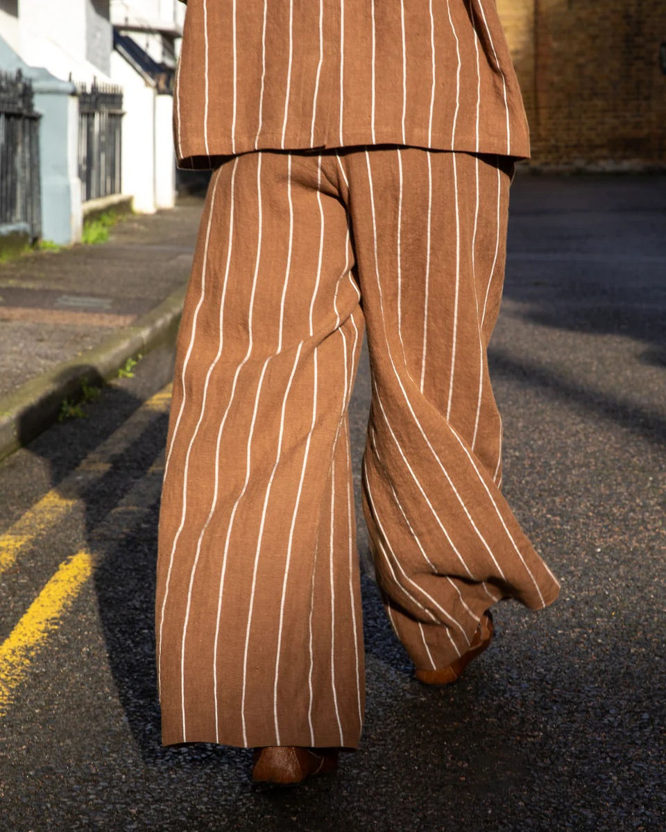 Thumbnail: Chalk Jasmine Trousers Tobacco Stripe  Linen 