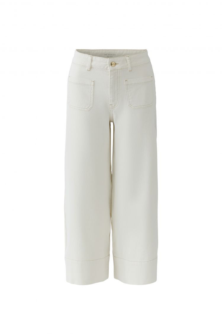 Thumbnail: Oui Wideleg Cropped Jeans Eggnog