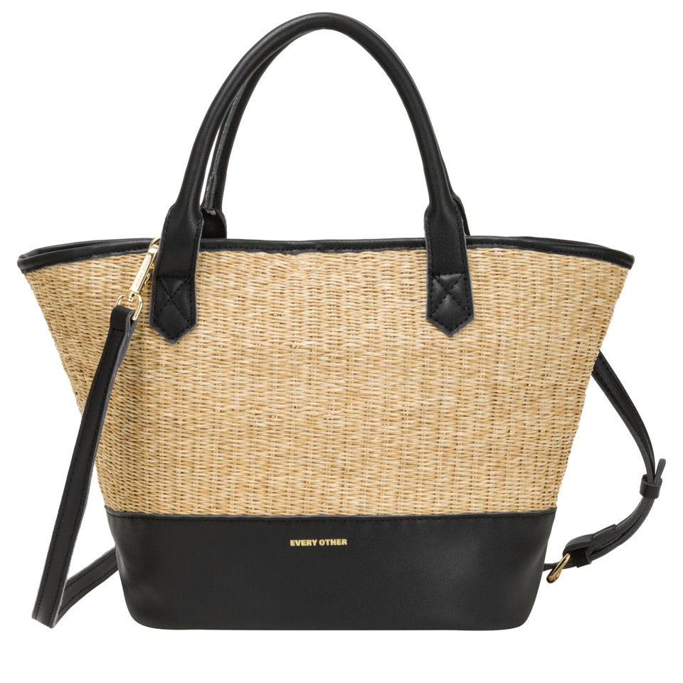 Every Other Bag Twin Strap Basketweave Bag Black 