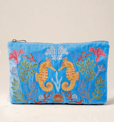 送料関税込 Elizabeth Scarlett/Coral Seahorse Everyday Pouch Elizabeth Scarlett Everyday Pouch Coral Seahorse Blue