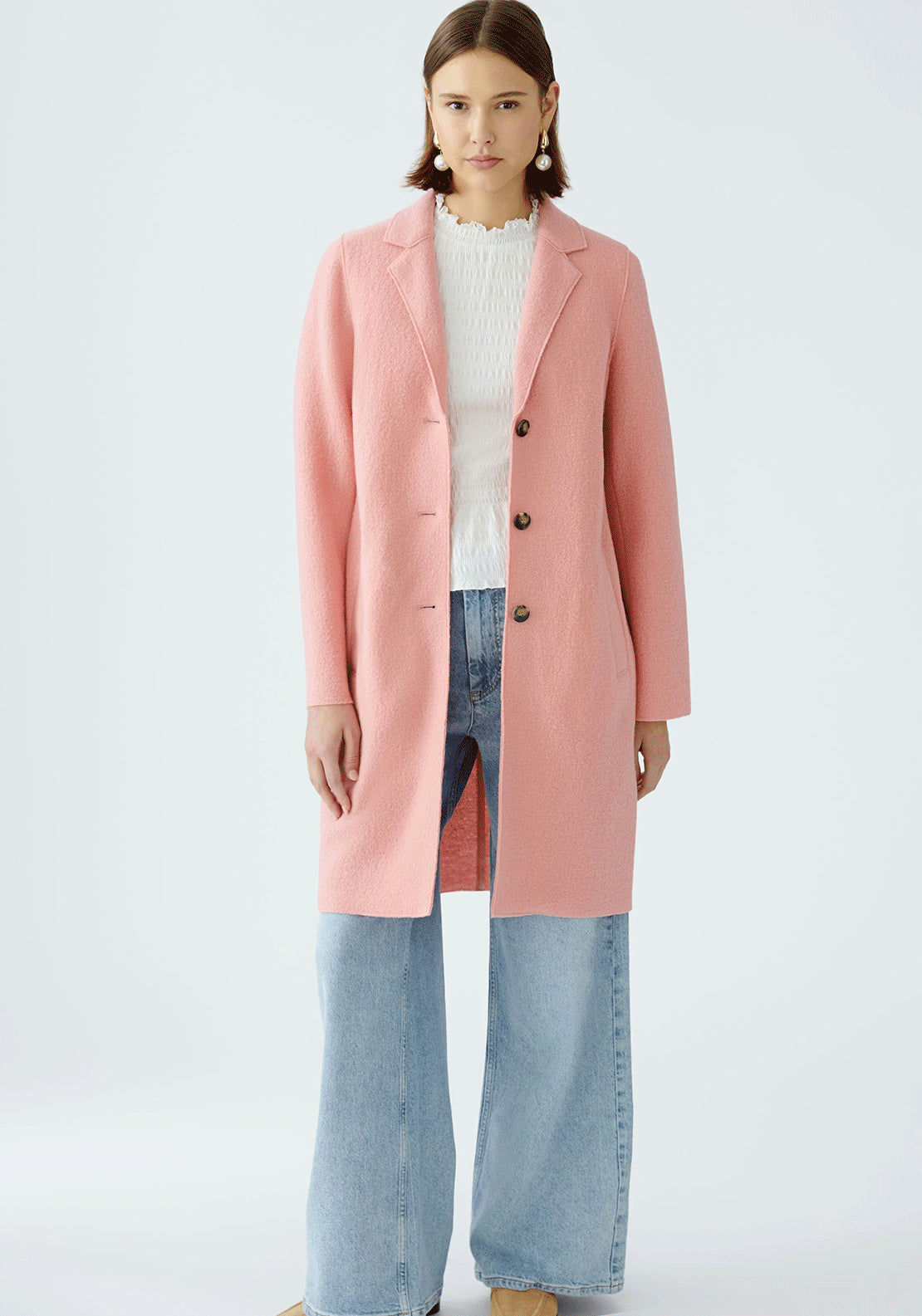 Oui Mason Boiled Wool Coat Dusty Rose