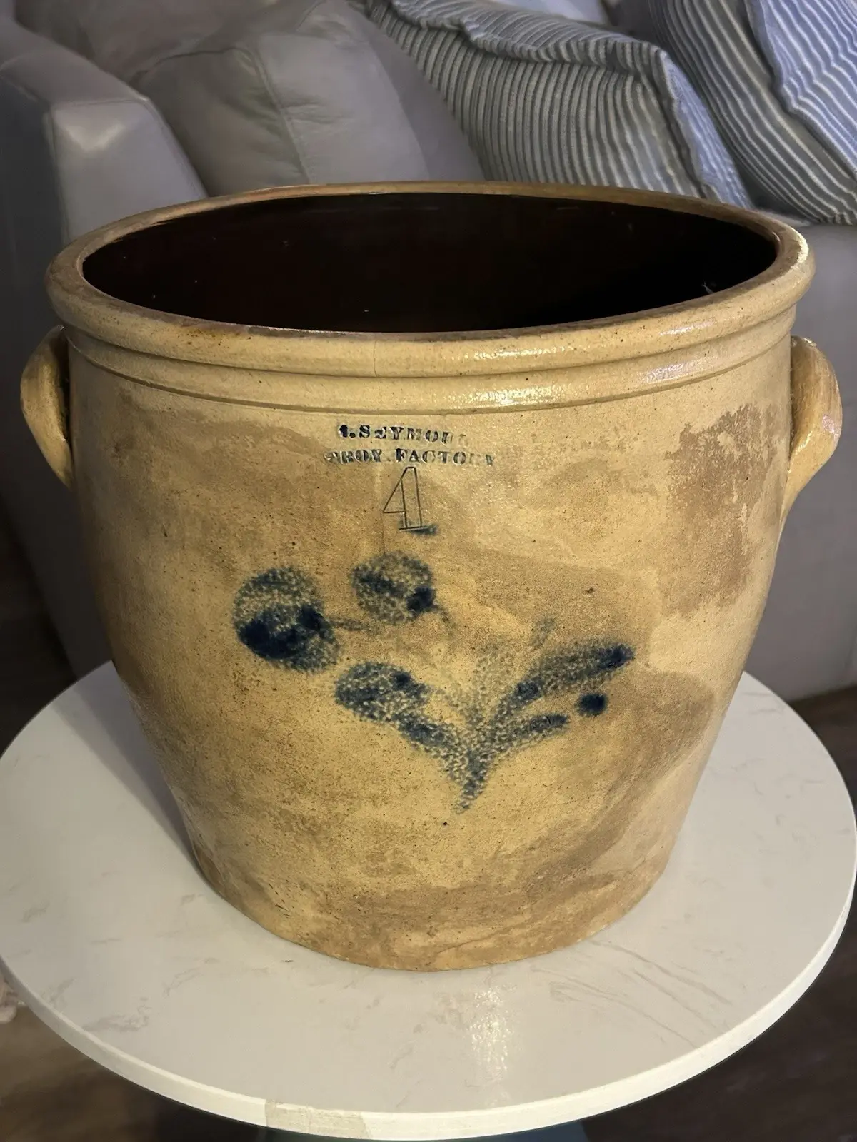 Stoneware - Crock - Cobalt Blue Clover, by J. Seymour