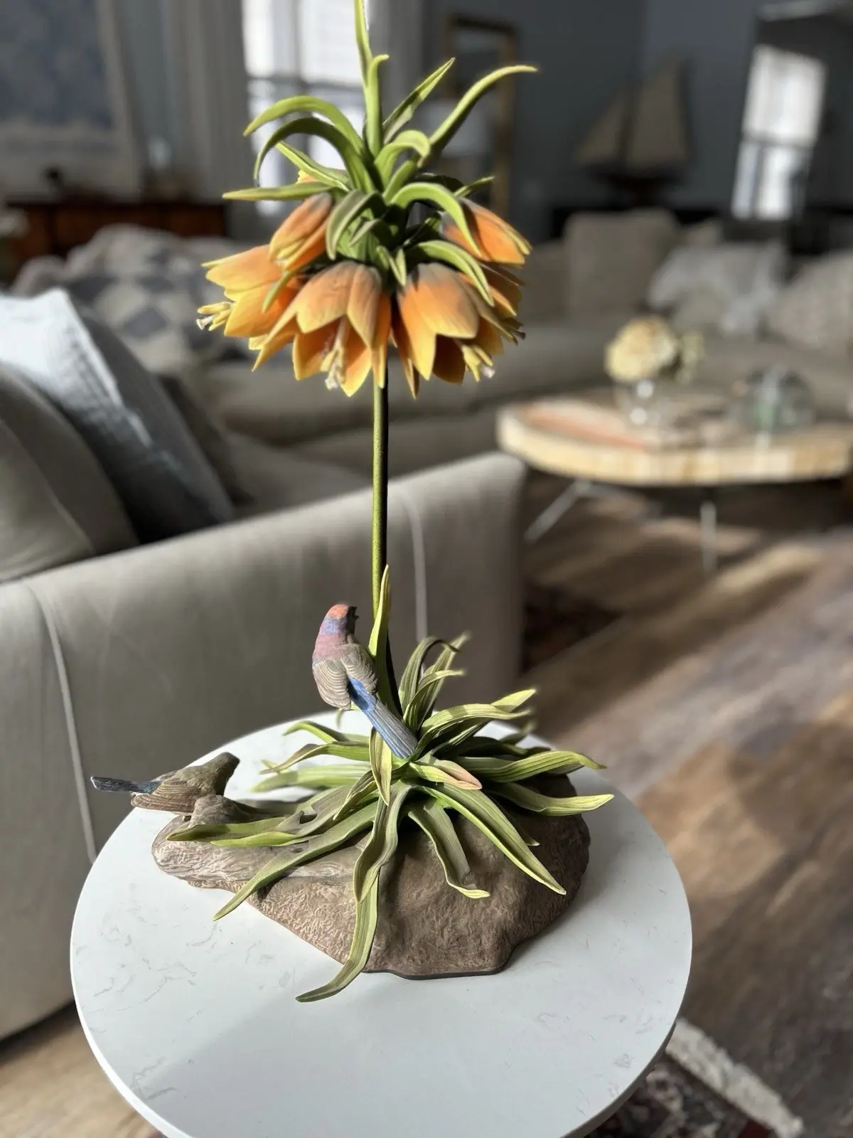 Porcelain sculpture titled 'Varied Buntings' by Boehm