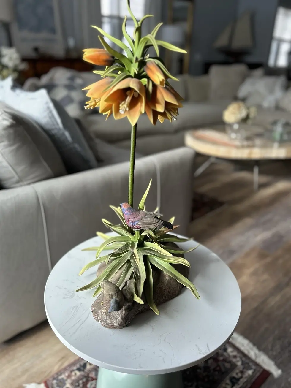 Thumbnail: Porcelain sculpture titled 'Varied Buntings' by Boehm