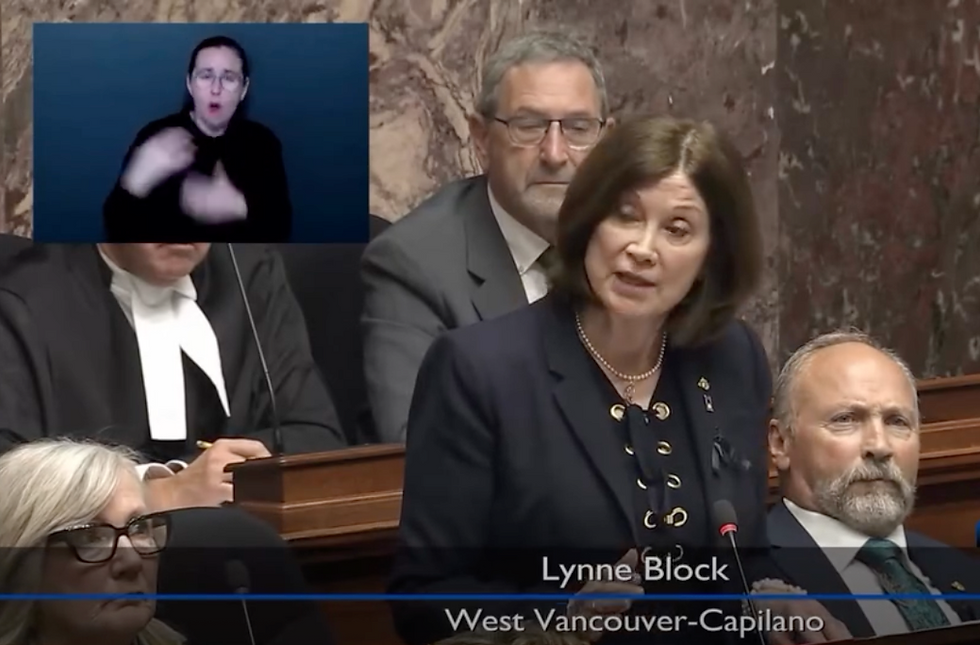 MLA Lynne Block recognizes Station 1 at the Legislative Assembly