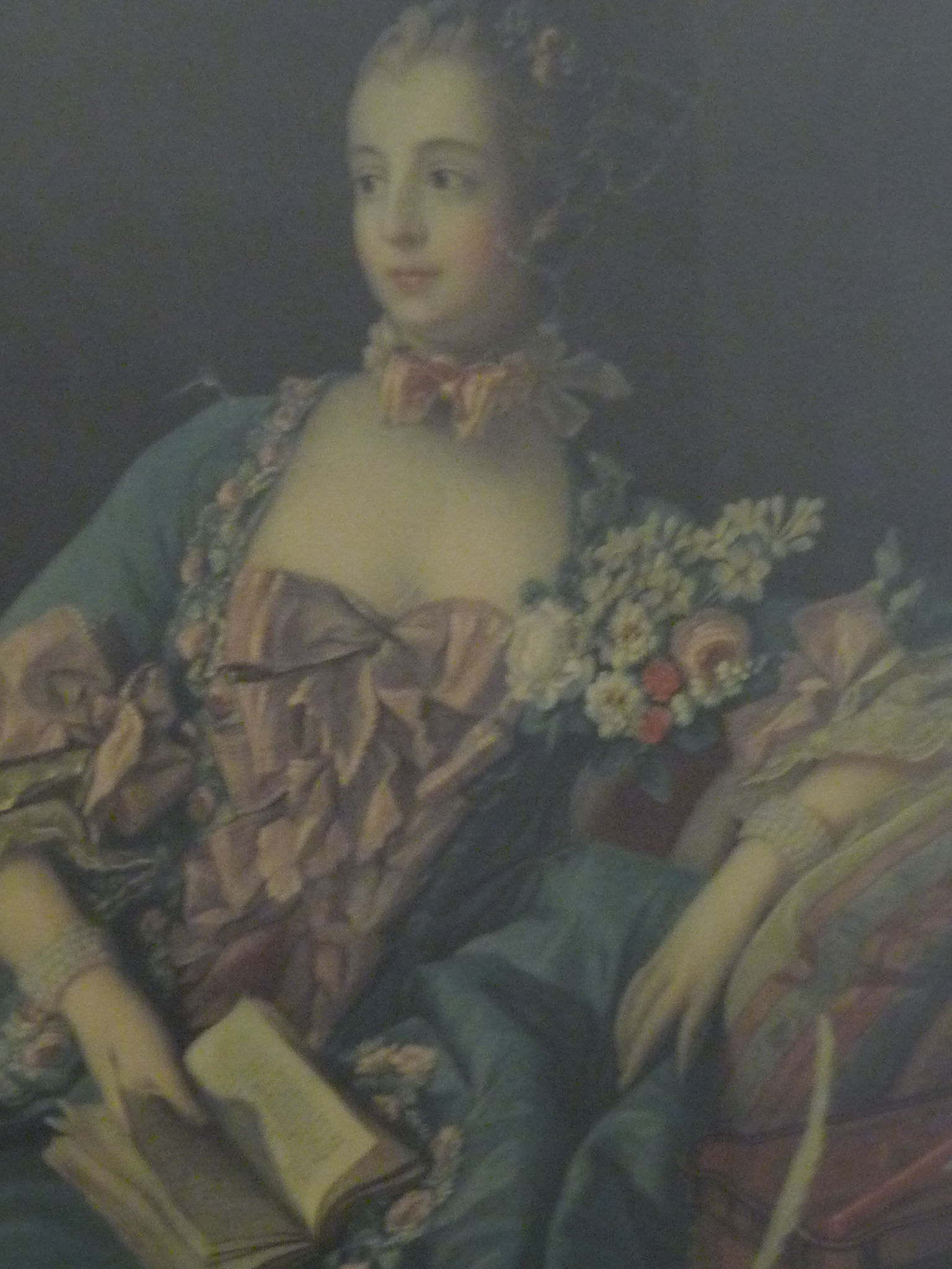 CUADRO OFF SET DE DAMA RECOSTADA CON LIBRO EN MANO