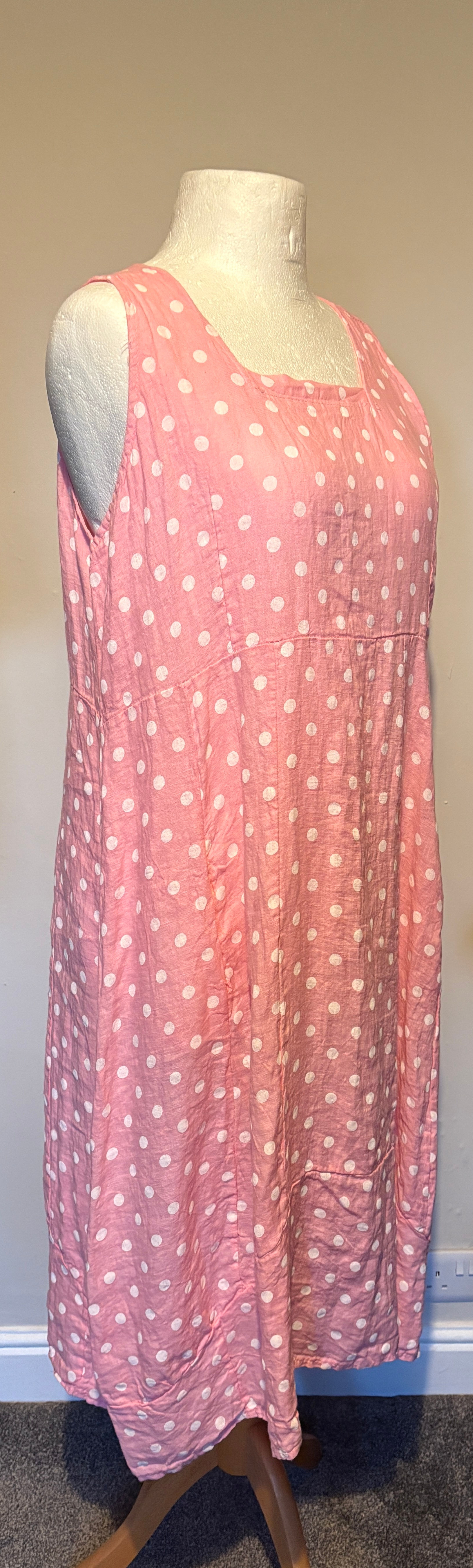 100% linen spotty dress