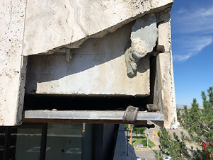 Damaged building exterior