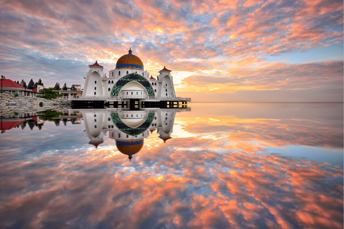 Sunrise Reflections at Straits Mosque, Malacca