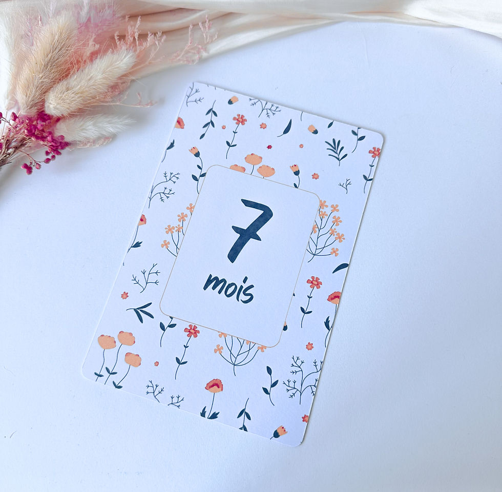 Miniature : Lot de cartes étapes bébé de 1 à 12 mois en carton, design doux et minimaliste pour prises de vue mensuelles