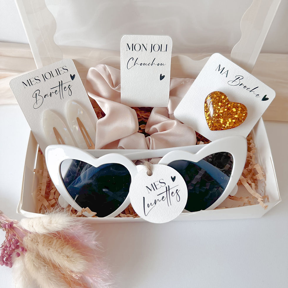 Box cadeau avec broche, Chouchou & Barettes idéale en cadeau pour mariée, témoins ou demoiselle d'honneur