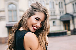 Closeup portrait of pretty girl with lon