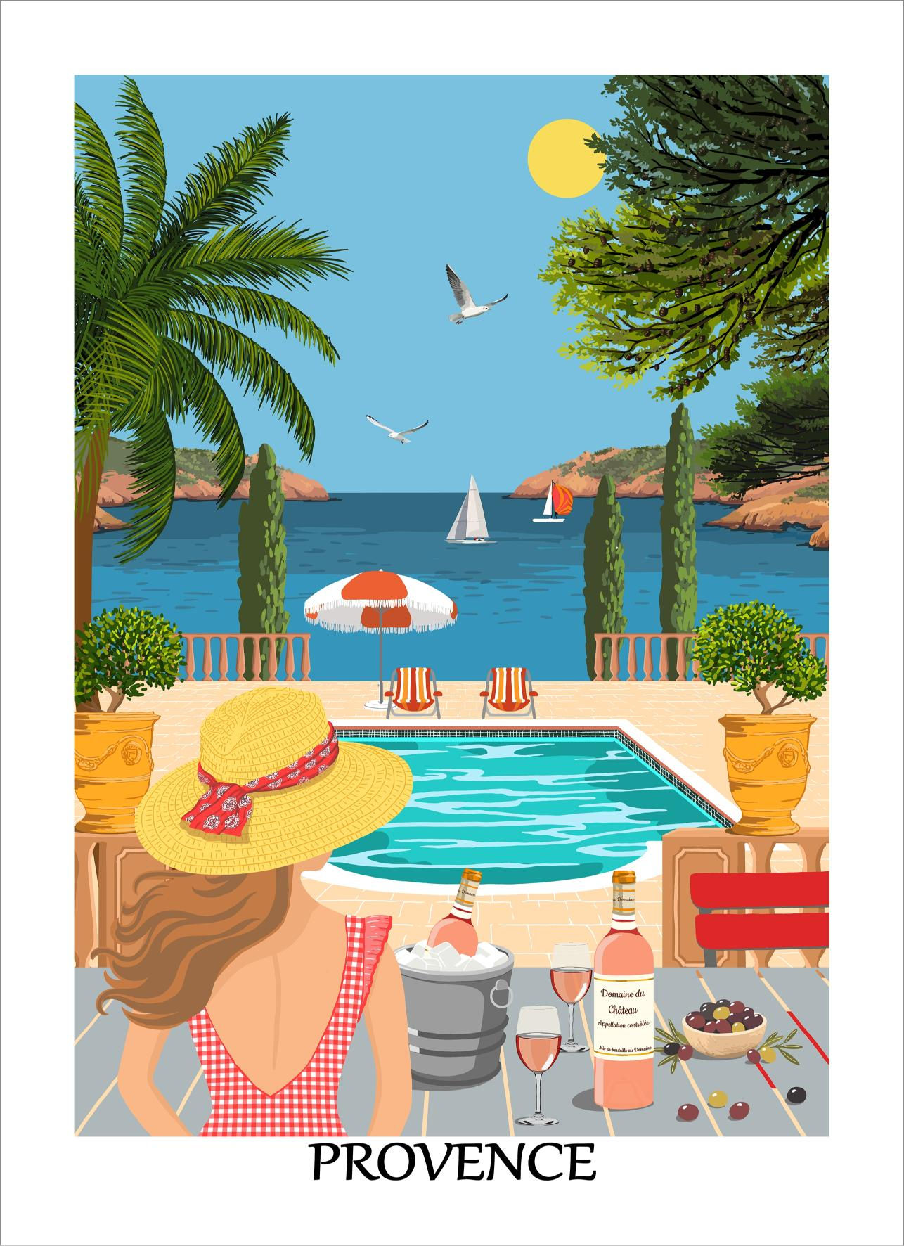 French Kitchen Towel Cotton Poolside