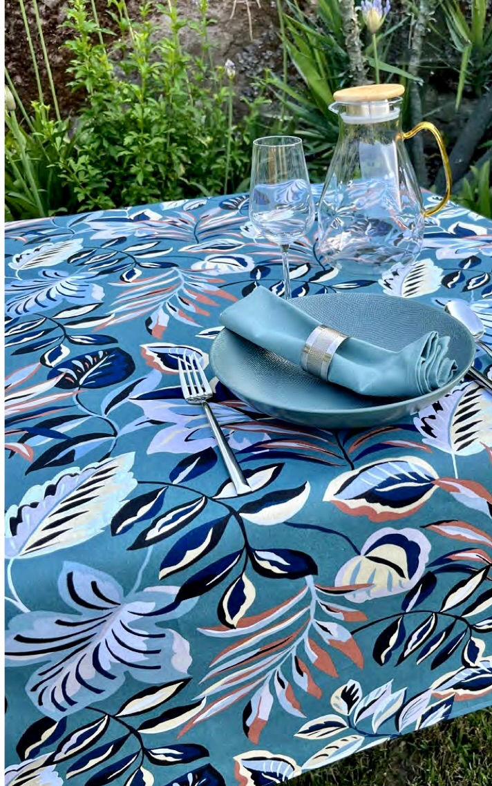 French Tablecloth Coated Blue Misandei