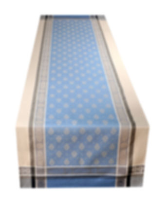French Table Runner Jacquard Blue/Beige Vaucluse