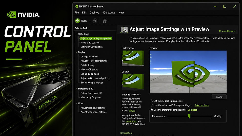 nvidia kontrol paneli