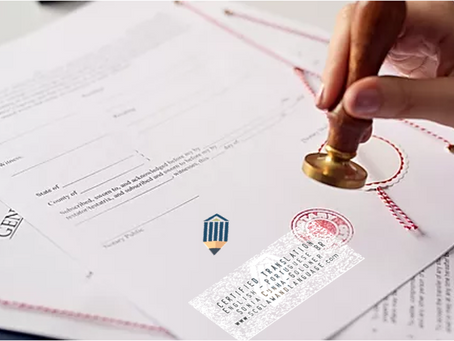 a document receiving a stamp of certified translation