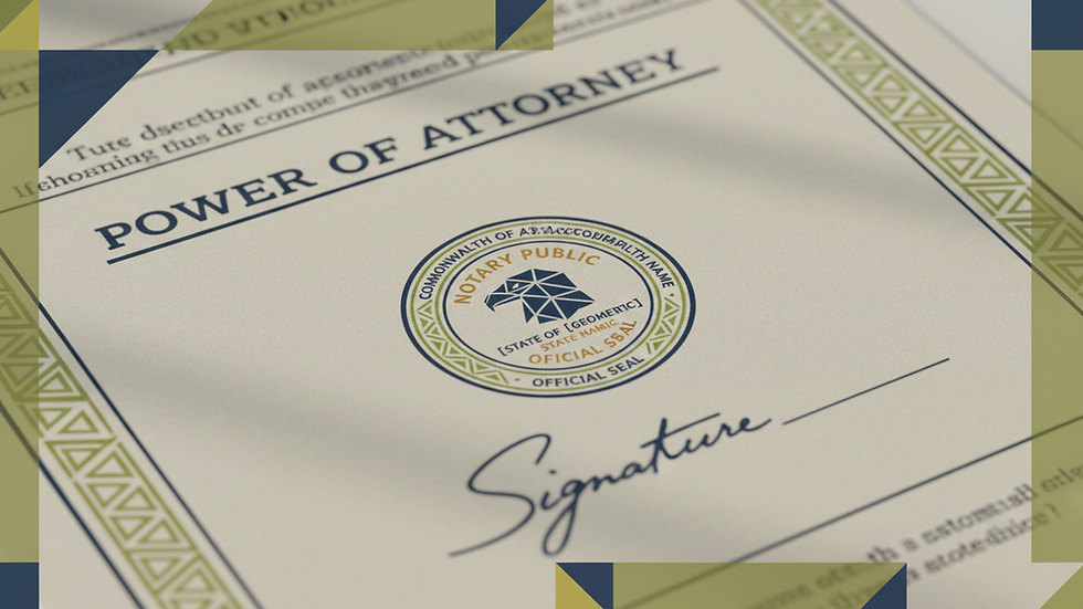 Close-up view of a notary stamp on a Power of Attorney document