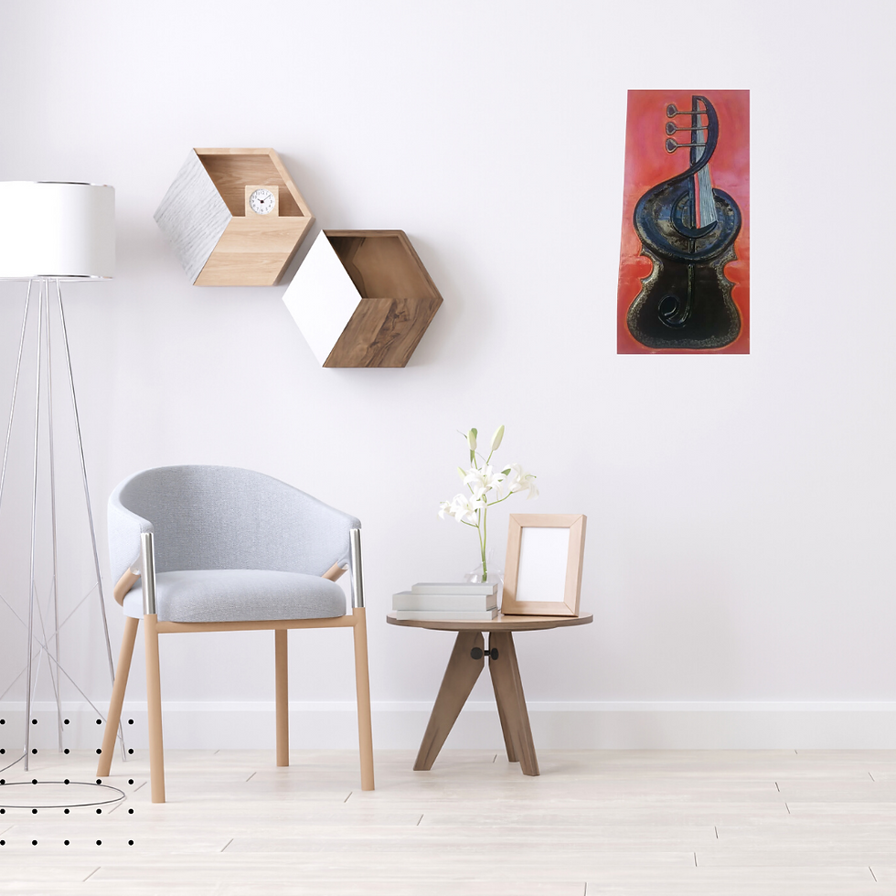 Thumbnail: Guitar Musical Note Sign Haitian Metal Wall Art