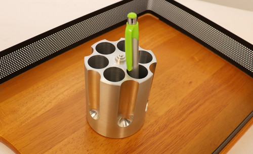 Gun Cylinder Pen Holder, 6-Hole Metal Revolver Pen Pencil Holder Gun Cylinder Design Heavy Duty Non-Slip Aluminum Office Creative Decoration (Small - View #4