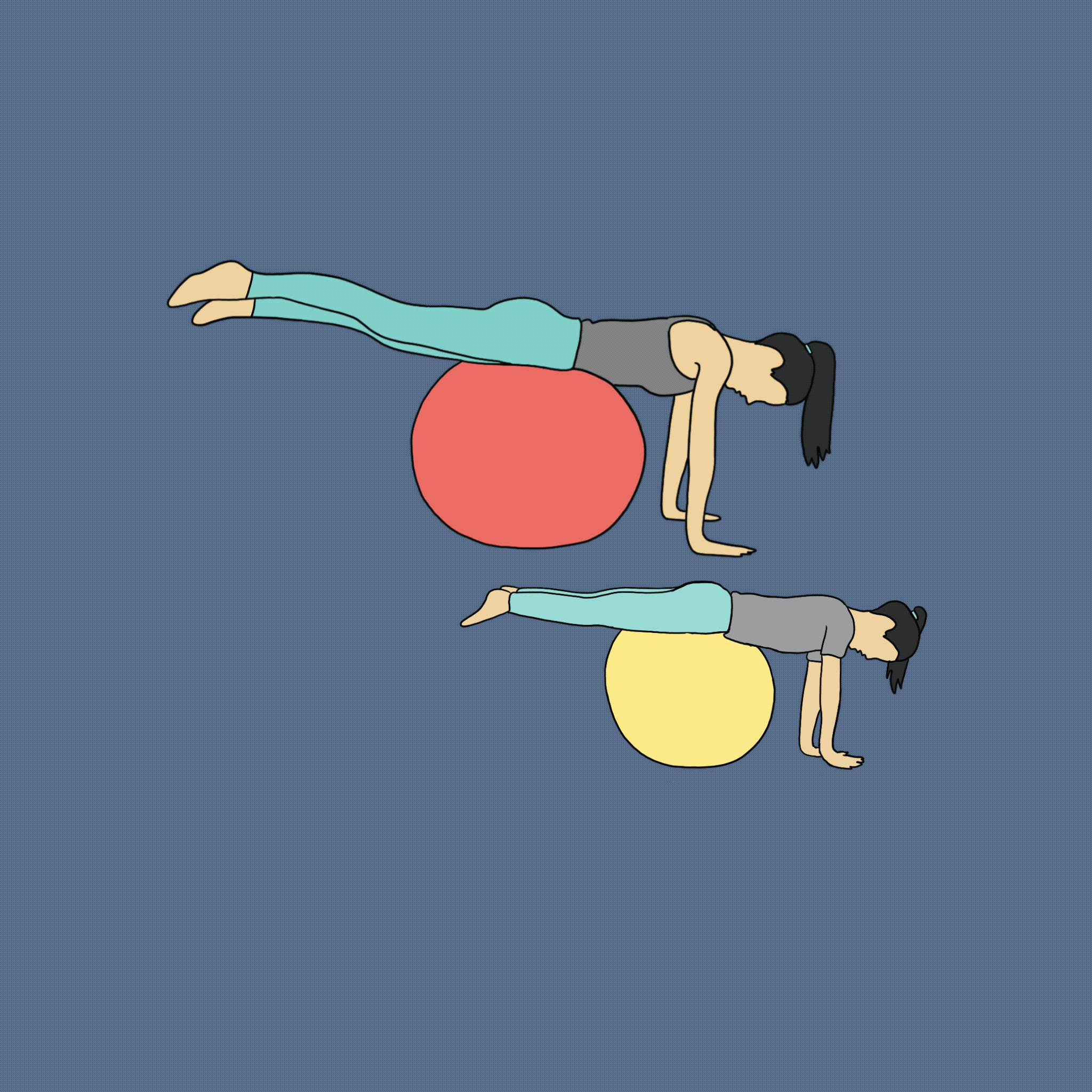 Exercize ball leg raises