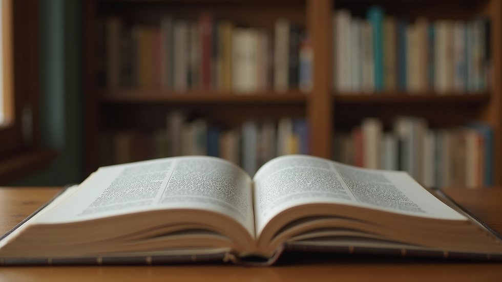 Close-up view of a cozy reading nook with a stack of books