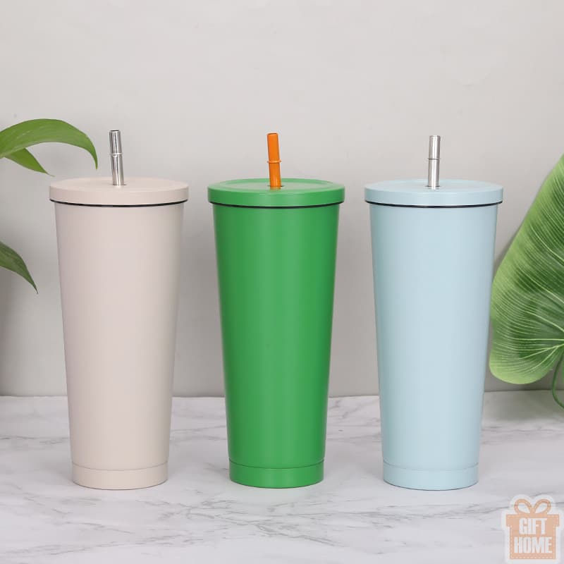 Thumbnail: Stainless steel straw thermos cup