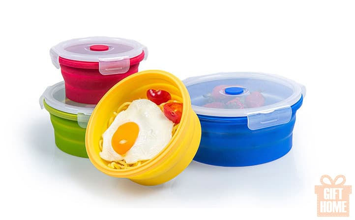Thumbnail: Silicone round folding lunch box
