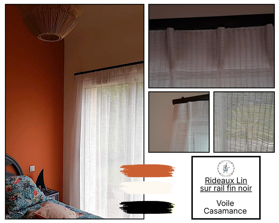 Confection sur mesure de rideaux avec un voile de chez ADO.